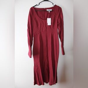 Equipment Deep Red Long Sleeve Dress
